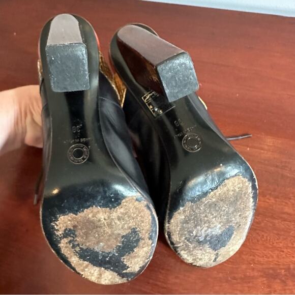 Dries Van Noten black leather snakeskin Slingback Lace up Designer Clog Italy 38 - Picture 8 of 13